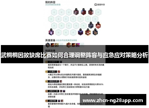 武桐桐因故缺席比赛如何合理调整阵容与应急应对策略分析